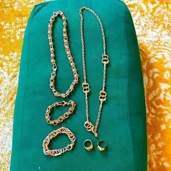 Bundle of six copper and brass necklace bracelet, and ring set chain style NWOT - Picture 1 of 7